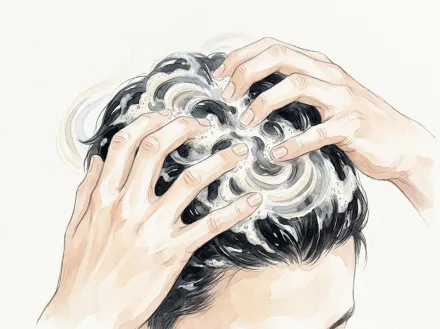 頭皮をマッサージするイラスト
