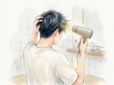 ドライヤーで髪を乾かすイラスト