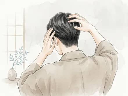 丁寧に頭皮ケアをするイラスト