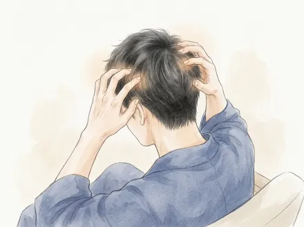 頭皮マッサージをするイラスト