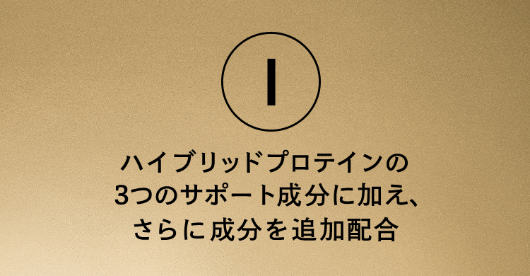 1. ハイブリッドプロテインの3つのサポート成分に加え、さらに成分を追加配合