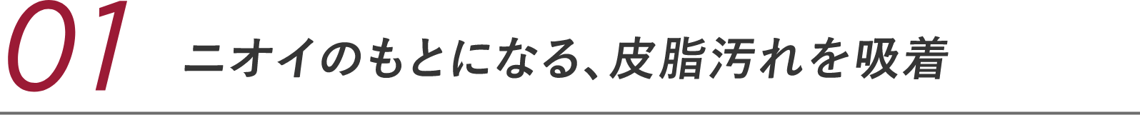 01 ニオイのもとになる、皮脂汚れを吸着