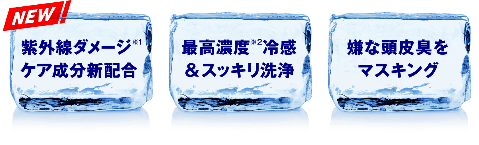紫外線ダメージ※1 ケア成分新配合 最高濃度※2 冷感＆スッキリ洗浄 嫌な頭皮臭をマスキング