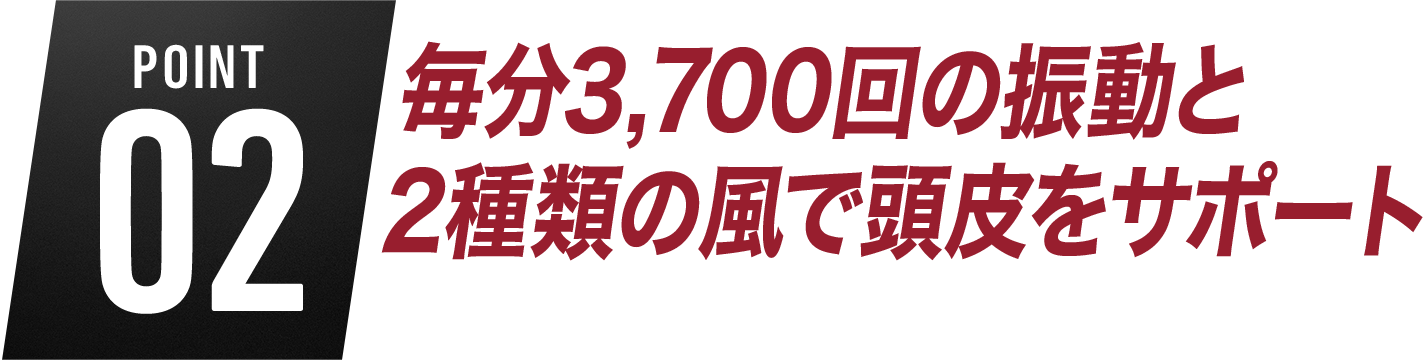 1.毎分3,700回の振動と2種類の風で頭皮をサポート